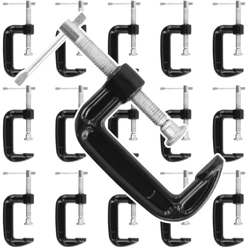 SENJEOK 16PCS 2 Inch G Clamps, 50mm Black Cast Iron Metal C Clamps for Woodworking, Welding, Building
