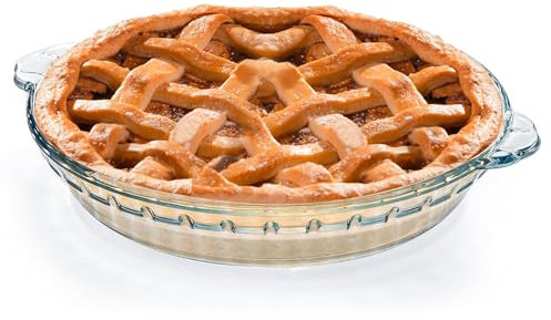 1 Pack Glass Pie Plate with Handles, 7 Inches Baking Dish, Clear Glass Serving Plate for Snacks, Salads, Desserts,Fruits (1)