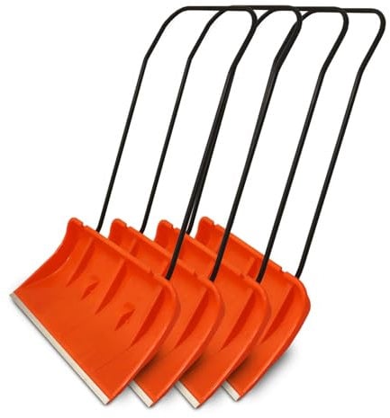 Bituxx Schneeschieber 80cm Schneeschaufel Schneewanne Schneeschild extra Breit mit Bügelgriff und Räder Orange (4 Stück)
