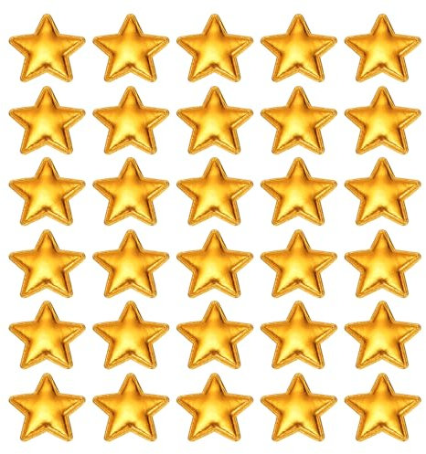 PATIKIL 50Pcs Star Appliques Sew on Patches, Shiny Star Embellishment Patches PU Padded Fabric Charms for DIY Craft Scrapbooking Decoration Wedding Home Decor, Gold