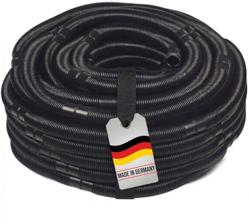 50m Solarschlauch de Luxe Ø 38 mm schwarz - UV-beständig und unterdruckbeständig - mit Doppelmuffe alle 50 cm - temperaturbeständig von -40 bis +70 C - Made in Germany