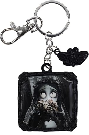 SD TOYS Schlüsselanhänger aus Metall mit Blumen der Braut (Corpse Bride), Silber metallic, S, Vintage