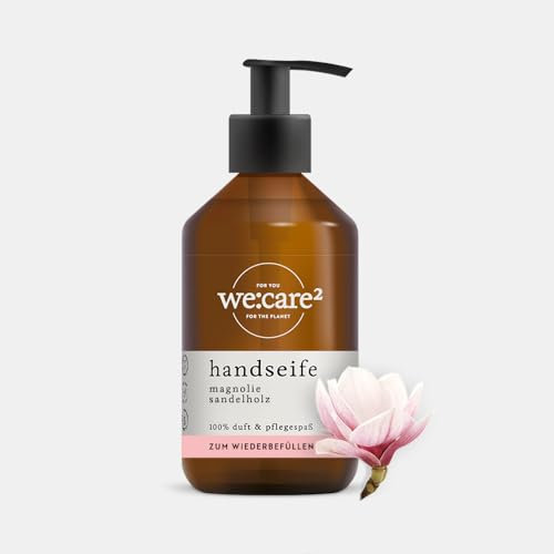 we:care² Handseife 250ml Magnolie/Sandelholz - Nachhaltige & vegane Flüssigseife ohne Silikone, Parabene & Mikroplastik - Flüssig Seife - Handseife Spender - Handwash