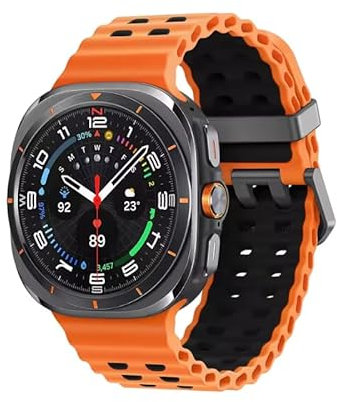 Correa Ajustable para Samsung Galaxy Watch Ultra, Correas Compatible con Smartwatch Ultra 47mm, Ideal para Deportes y Actividades Acuáticas, Resistente al Agua y Polvo. (XNaranja Negro)