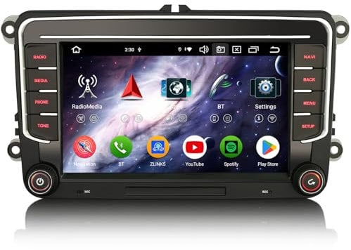 7 inch 4GB+64GB Android 14 Car Stereo 2 din Head Unit for VW Amarok Crafter Caddy Polo 6R Skoda Yeti Transporter T6 Support Wireless Carplay Android Auto DSP Bluetooth Wifi 8-Core