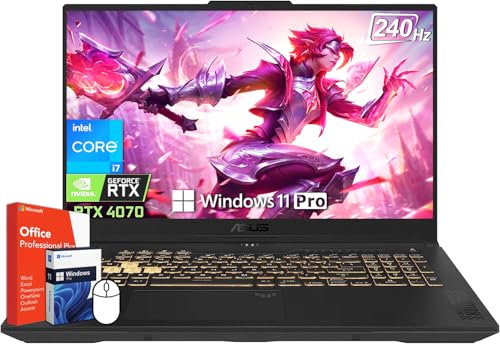 ASUS TUF F17 Gaming Laptop, Microsoft Office Lifetime License, Intel i7-13620H, NVIDIA GeForce RTX 4070, 32 GB DDR5 RAM, 1 TB SSD, 17.3 WQHD 240Hz Display, Backlit Chiclet Keyboard, Windows 11 Pro