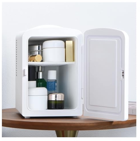 SBHLFXSX Mini-Kühlschrank, 4 l/6 Dosen, leise, doppelter Gebrauch, mit Kühl- und Wärmefunktion, ideal für Hautpflege, Make-up und Zuhause, für Auto und Büro (Pink)