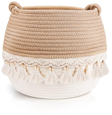 JUBORUI Geflochtener Korb Baumwollseil, Aufbewahrungskorb, Korb Badezimmer, Organizer Körbe, Baumwollkorb für Decken, Spielzeug, Kleidung, 30 * 24 cm