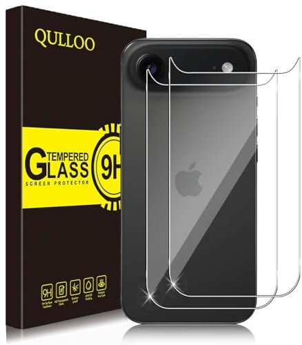 QULLOO 2 Stück Rückseite Schutzfolie für iPhone 17 Air für Panzerglas, 9H Härte Anti-Kratzen Zurück Glasfolie Hinten Schutzglas HD Klar Rückseite Folie