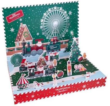 Accentra Aufklappbarer 3D Adventskalender mit 24 Körperpflegeprodukten für Frauen, darunter Duschgel, Bodylotion, Badesalz, Seife, Kerzenhalter und mehr, für eine verwöhnende Adventszeit