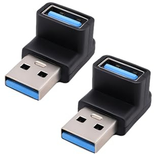 2 PCS USB 3.1 Right Angle Adapter, Usb Right Angle/90 Degree USB Male to Female Extension Adapter, Usb Right Angle, Type A Coupler for Keyboards, Laptops - Fast 3A Charging & 10Gbps Data Transfer