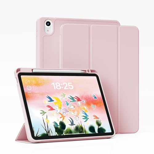 JKSML Hülle für iPad mini 7 (A17 Pro), iPad mini 7./6. Generation (2024/2021) mit Stifthalter, Auto Schlafen/Wachen, Flexible Weiche TPU Rückseite für Büro/Uni (Rosa)