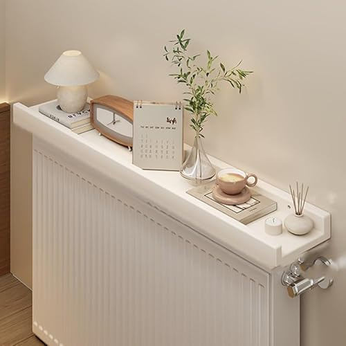 YANGLLYJ Etagere Cache Radiateur, Tablette de Radiateur mit Plaque Épaisse et Support Métallique, Peu Encombrante, Idéale pour Les Salons, Les Chambres et Les Couloirs(White,60x12cm/24x5in)