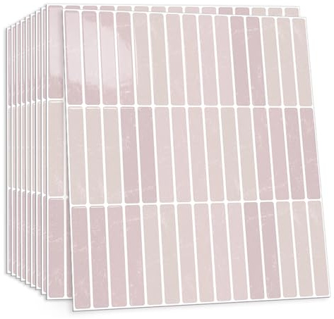CHDITB 10 Sheets Kitchen Stick On Tiles 2D Self Adhesive Wall Tiles Pink