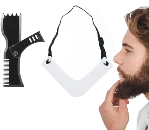 PBAHAUP 2 Stück Bart Schablone, Bartschablone Herren, Bartformer Template Shaping Tool, Transparent Styling Kamm Schablone Für Ziegenbart Schnurrbart Koteletten Gesichtshaar