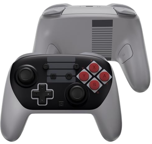 eXtremeRate Carcasa Completa y Botones para Nintendo Switch 2 Pro Controller Placa Delantera y Cubierta Trasera con Joysticks ABXY D-Pad ZL ZR Botón de Repuesto para Switch 2 Pro Mando (Clásico NES)