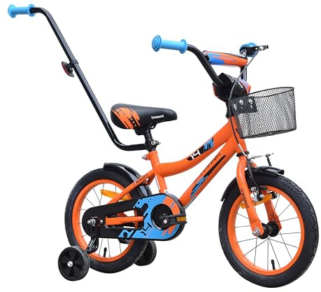 MIRAVO Kinderfahrrad Fahrrad Kinder Ab 2 Bis 8 Jahre Mit Schubstange V-Brake Bremsen Rückstrahl Aufkleber 12 14 16 20 Zoll Radgröße Korb Für Junge Spark