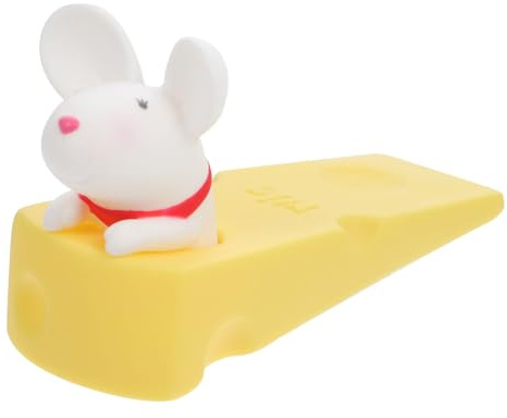 Amosfun Luminous Mouse Doorstop White Cartoon Door Wedge No-Slip Floor Home Door Stopper Decorative Holder for Quiet Anti-Collision Use