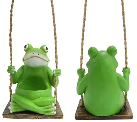 Anzuchttöpfe Kunststoff Set Frosch Schaukel Pflanzgefäß, niedlicher Simulationsfrosch, Kleiner Blumentopf, Wandmontage, Kunstharz, für Wohnzimmer, Terrasse, Garten, Wanddekoration, (Green, One Size)