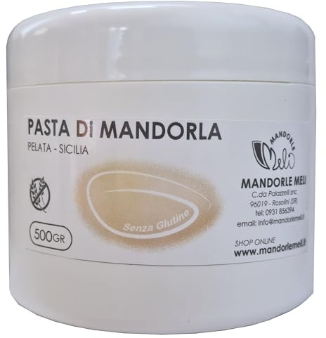 Pasta di Mandorla Pelata Pura Senza Glutine con Mandorle Selezionate 100% Naturale - Preparato per Gelato, Dolci, Granite, Creme e Pasticceria Artigianale - Prodotta in Sicilia (500g)