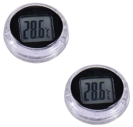 2Stk Digitales Motorrad-Thermometer, Wasserdichtes -Mo-torrad-Therm-ometer | Lenker-Kleines Therm-ometer Für Das Armaturenbrett Im,Rundes Mini-Therm-ometer Zum Aufkleben