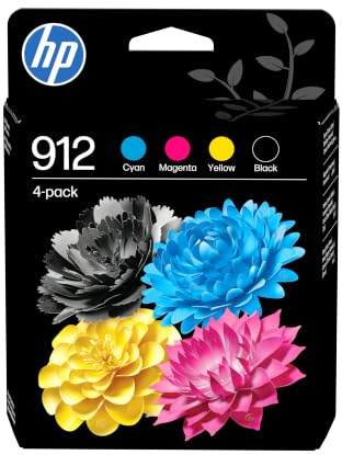 HP 912 Schwarz, Cyan, Magenta, Gelb, Original Druckerpatronen Multipack | Tinte für HP Officejet 8010, 8010e, HP OfficeJet Pro 8020, 8020e, ~250 Seiten (6ZC74AE)