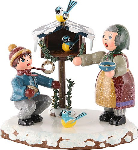 Kleine Figuren & Miniaturen Winterkinder Vogelfütterung - 9cm - Hubrig Volkskunst