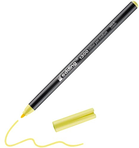 edding 1300 Fasermaler medium - zitronengelb - 1 Stift - Rundspitze 2 mm - Filzstift zum Zeichnen und Schreiben - Filzstift für Schule, Mandala, Bullet Journal