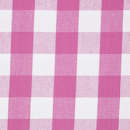 HOMESCAPES Pink-Weiß karierter Baumwollstoff Meterware 150 cm breit, Landhaus-Karo Stoff zum Nähen, Dekostoff kariert, Polsterstoff Karo, pink karierter Stoff Oeko-Tex