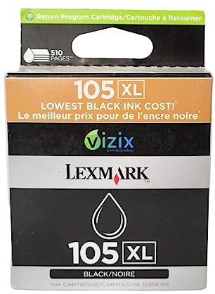 Original XL Tinte Lexmark 105 , 14N0822 , NO105XL 0014N0822E , 014N0822E , 14N0822E - Premium Drucker-Patrone - Schwarz - 510 Seiten