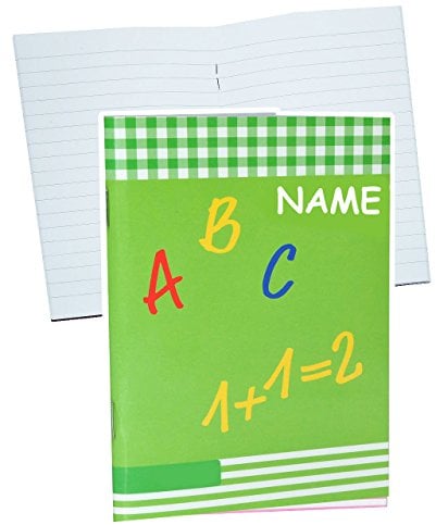 alles-meine.de GmbH Muttiheft/Oktavheft liniert incl. Namen - klein A6 mit 68 Seiten - Buchstaben und Zahlen ABC grün - auch als Aufgabenheft/Vokabelheft für Mädchen Jungen K..