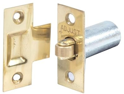 Dzina Adjustable Roller Catch 38mm Brass Plated Spring Loaded for Internal Doors (Brass Roller)