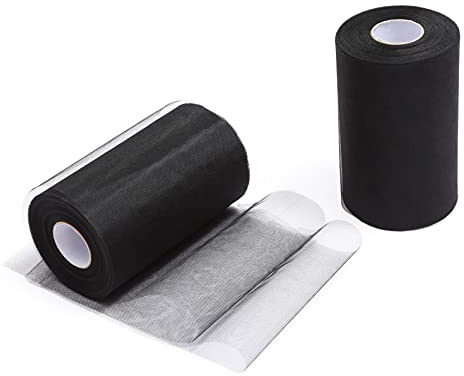 ZADAWERK® Tüll - 15 cm x 45 m - Schwarz - 1 Rolle - Tisch-Deko - Hochzeit - Weihnachts-Tüll - Geschenk - Schleife - Schleier - Tutu - DIY Tüllrolle - Netzstoff