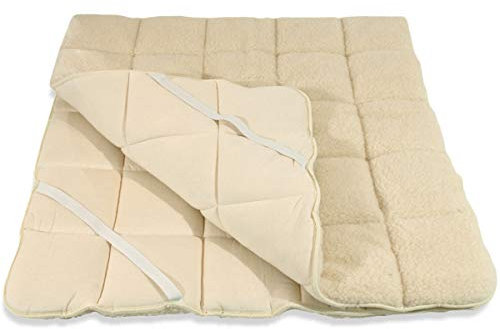 Meivita - Dickes Merino Schafschurwolle Unterbett in 120x200 cm mit 1870 g Füllung Plus bauschiger Lammflor Oberseite mit 400 g/m² und Baumwoll - Unterseite mit 4 Eckgummis – Made in Germany
