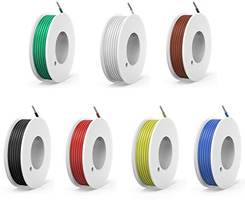 30 awg Silicone Electrical wire Cable 7 Colors (65.6ft each) 30 gauge HookUp wires electronics kit stranded Tinned Copper wire Flexible and soft for DIY