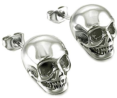 Ohpiercing Ohrstecker Totenkopf aus Sterling Silber 925 für Damen, Herren und Girls