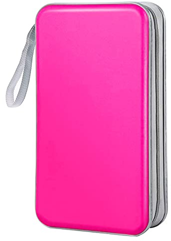 Bivisen CD Case Wallet, 80 Capacity DVD VCD Media Blu-ray Case Wallet Holder Storage Organizer (Hot Pink)