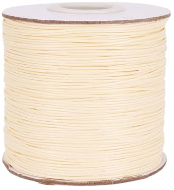 Cheriswelry Cordon en polyester avec bobine pour fabrication de bijoux Macramé Beige 185 m