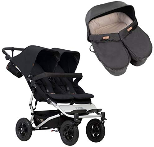 Mountain Buggy Duet schwarz + Zwillingsbabywanne schwarz