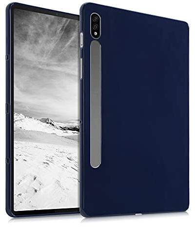 kwmobile Schutzhülle kompatibel mit Samsung Galaxy Tab S10/S9FE/S9/S8/S7 - Hülle Silikon - Tablet Cover Case Dunkelblau