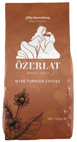 Ozerlat Real Turkish Coffee - Traditional Medium Roast 250g x 4 | Brazil Arabica Beans, Ground | Premium Artisan Coffee