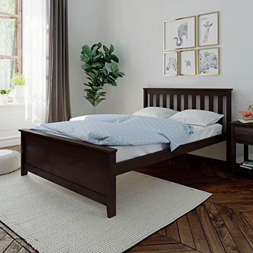 Max & Lily Bett 140x200cm inklusive Lattenrost, Doppelbett - mit Stauraum unter dem Bett, Bettgestell mit Kopfteil, Holzbett aus neuseeländischem Kieferholz, dunkel braun