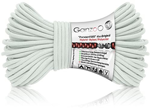 Ganzoo Paracord 550 Seil grün Mint, 4mm, Typ 3, Nylon Polyester, Hybrid, Armband, Hunde-Leine, Hunde-Halsband knüpfen, ca. 250kg Bruchlast, Outdoor Rope, Camping Schnur, Allzweckseil, 30 Meter