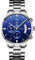 ROSEBEAR Vielseitige Quarz-Chronographenuhr für Herren - 3 Hilfszifferblätter, Datum, 30M WR für tägliches Tragen & Sport | Stilvolles Geburtstagsgeschenk mit Edelstahlband,Blaue Platte Silber Kette