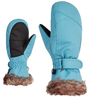 Ziener Mädchen LED Ski-Fäustling/Wintersport | warm, atmungsaktiv, Blue nile stru, 6,5