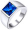 GoldChic Herrenring Siegelring Edelstahlring mit Blauer Stein Bandring Solitär Ring 67mm Partner Ring Herren Schmuck Accessoires