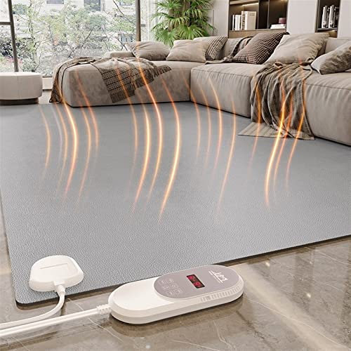 QCLUEU Large Size Heated Floor Mat, Electric Carbon Crystal Floor Heated Carpet, Adjustable Temperature Warm Foot Cushion, With remote control, for Office and Home Living Room (Size : 140x200cm)