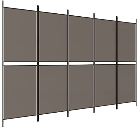 vidaXL Paravent 5-TLG. Raumtrenner Raumteiler Trennwand Umkleide Sichtschutz Spanische Wand Wohnzimmer Schlafzimmer Anthrazit 250x200cm Stoff