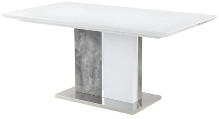 Vente-unique-Esstisch ausziehbar - 6 bis 8 Personen - MDF - Weiß & Beton-Optik - EREN