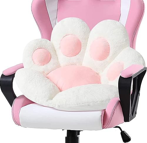 LANPEW Sitzkissen,Katze Pfot Rückenkissen Sitzkissen Cute Cat Paw Stuhlkissen Sitzkissen Plüsch Komfort Sitzpolster Büro Lazy Warm Sitzkissen Bett Tatami Bodenkissen für Home (70x70cm, Weiß)